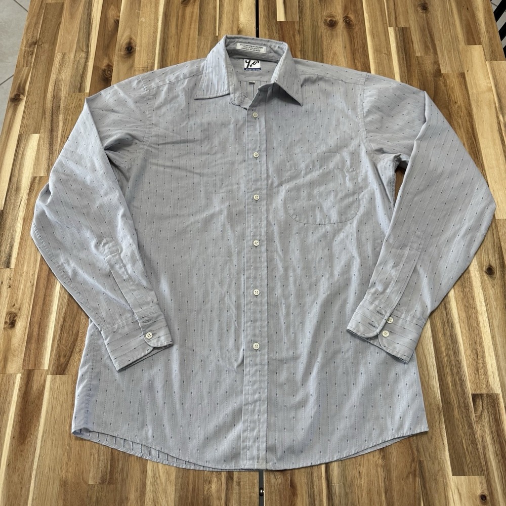 Vintage Yves Saint Laurent Dress Shirt Mens 15 34-35 Gray Button Up Designer YSL